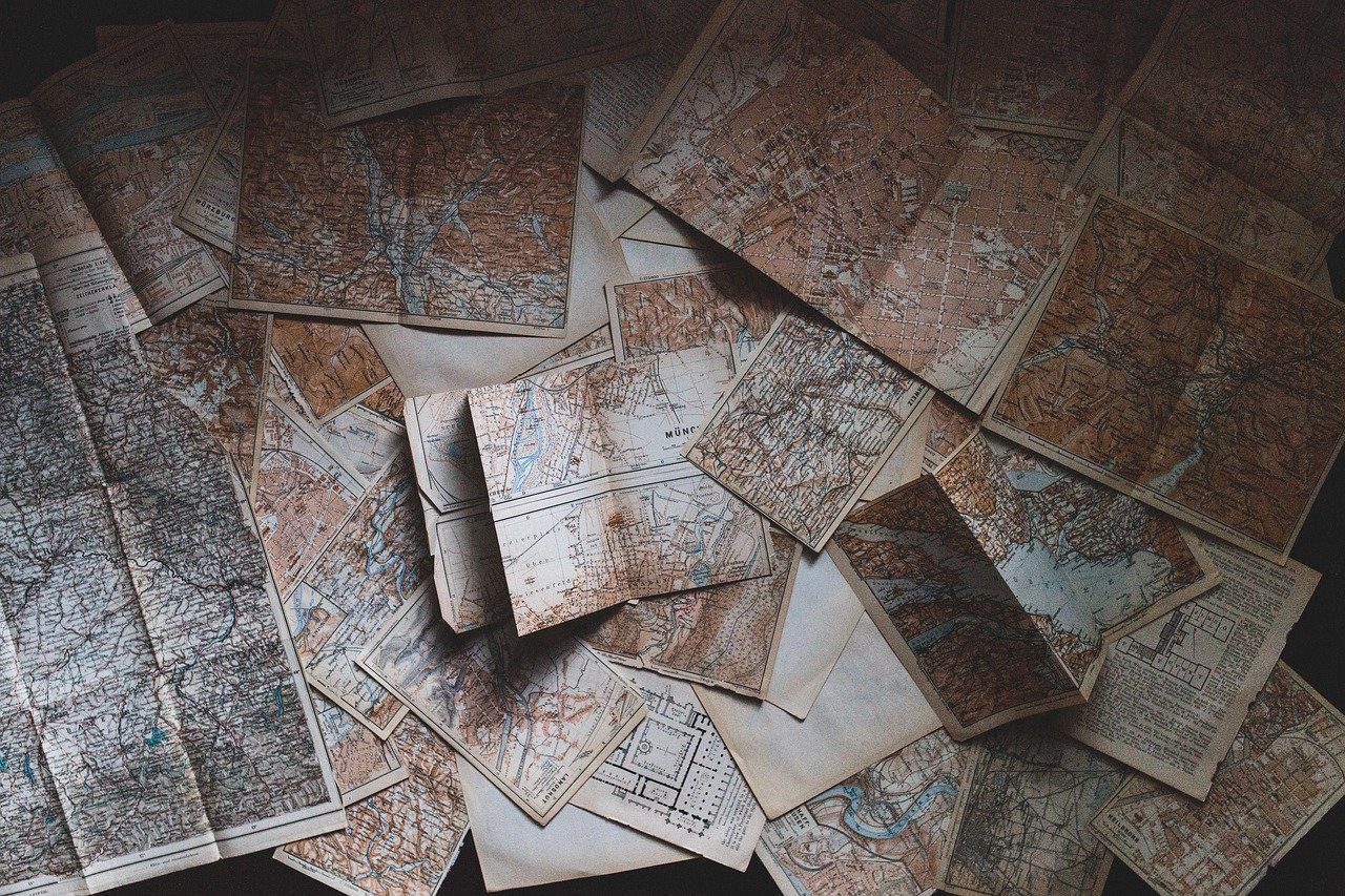 A pile of maps