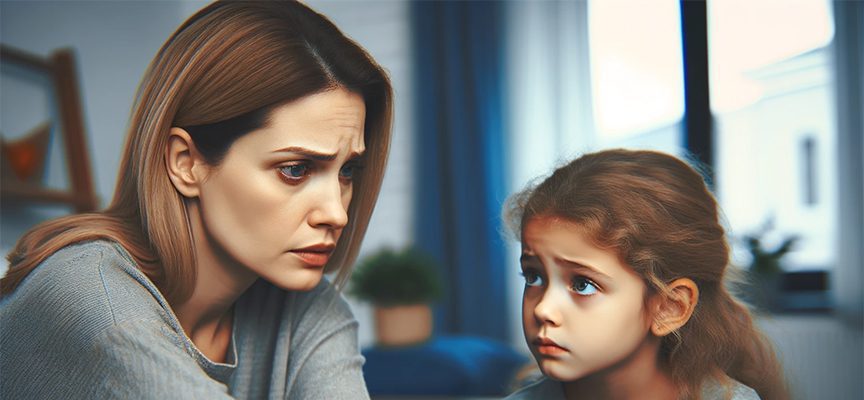 Child seeing mother is upset about her leaving