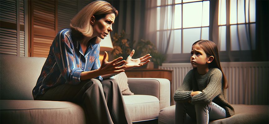 Mother speaking negatively to daughter about father