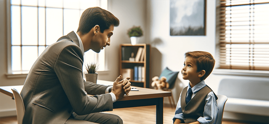 PRE interviewing child