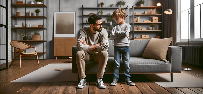Tense moment between father and son